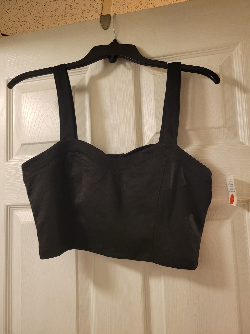 Ambiance Apparel Black Cropped Bustier Tank with Open Back/bows NWT Size L
